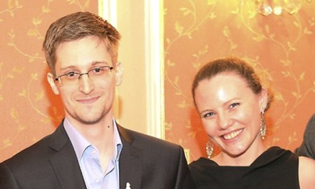 Edward Snowden with Sarah Harrison at the Sam Adams Awards Ceremony in Moscow